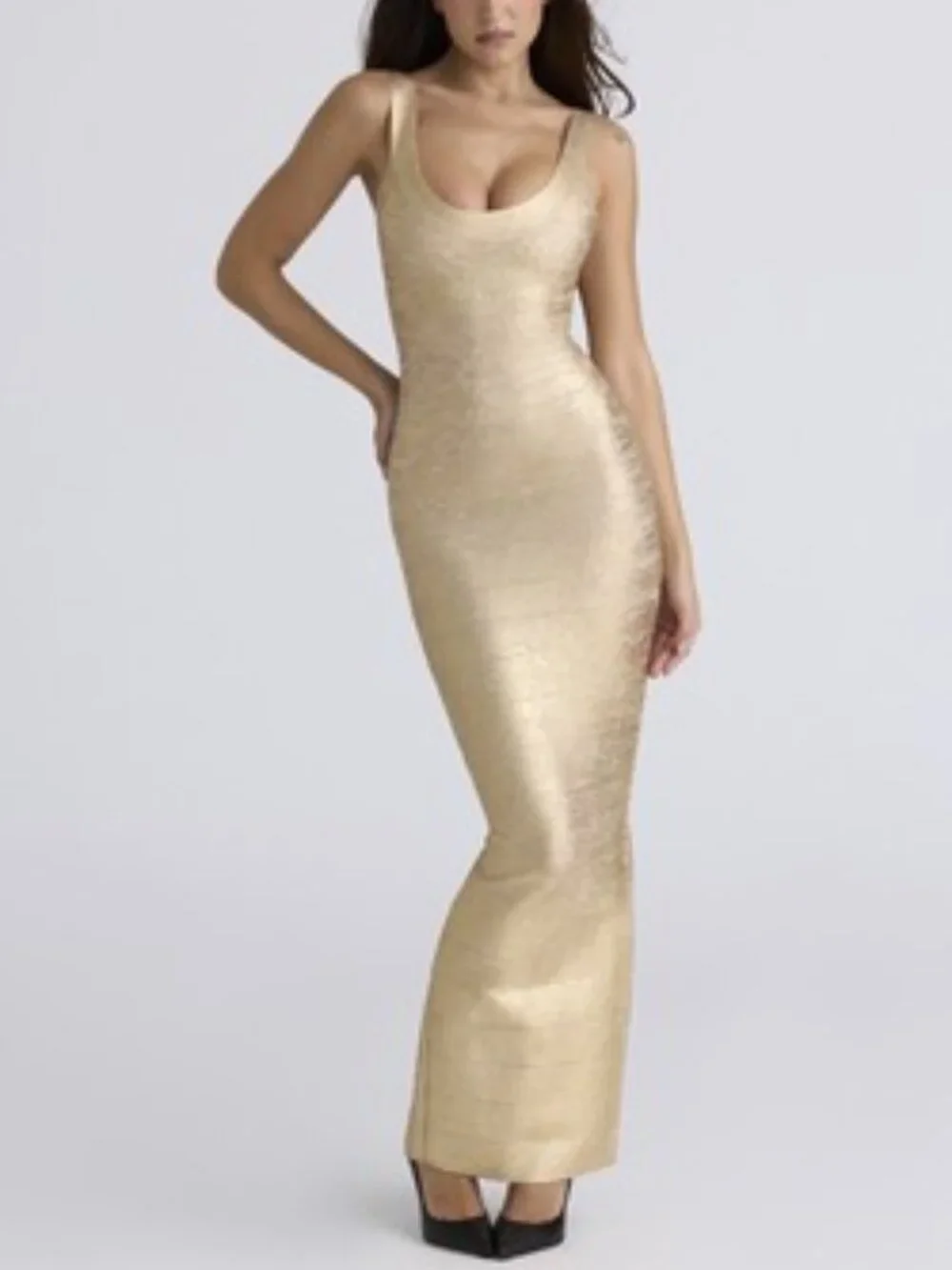 House of CB The OG' Gold Bandage Maxi Dress Size XS - Picture 1 of 4